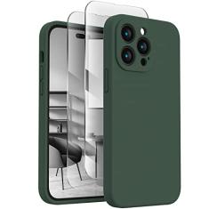 FireNova Capa projetada para iPhone 14 Pro, capa de telefone de silicone atualizada [proteção da câmera] com [2 protetores de tela], forro interno de microfibra macio antiarranhões, 15,5 cm, verde