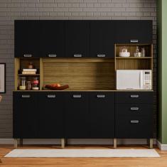Cozinha Compacta Intense 10 Portas 2 Gavetas Freijó/Nero - Kits Paraná