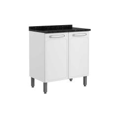 Balcão Cozinha p/ Cooktop c/ Tampo Evidence 7120 c/ 2 Portas 80cm Branco - Bertolini