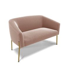 Sofá Namoradeira 2 Lugares Pé Ferro Dourado Stella Bouclê D03 - D'rossi Cor Rose