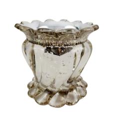 Vasinho Castiçal Prateado 11X10,5Cm Vaso Prata Flor G