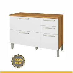 Balcão Cozinha Nesher Burguesa Premium 2 Portas 3 Gavetas Freijo / Branco