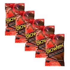 Kit 5 Pacotes Preservativo Blowtex Morango E Chocolate C/ 3 Unidades C