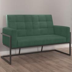 Namoradeira Base de Ferro Decorativa Com 2 Lugares para Recepção (Tecido Suede, Verde)