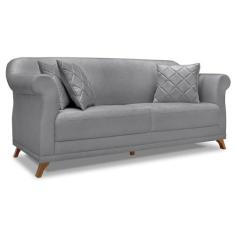 Sofá Living 2 Lugares 1,80m Vênus Linho Pés Castanho - Pallazio, Grafi