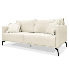 Sofá 2 Lugares 160cm Pés De Metal Vecchia S06 Linho Natural - Mpozenato