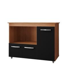 Balcão Multiuso Para Forno E Micro-ondas Liza Savana/preto - Moblis