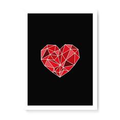 Arte Maníacos Quadro Decorativo Coração Geométrico - 23x16,25cm (Moldura caixa em laca branca)