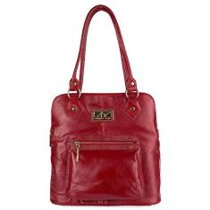 Bolsa mochila de couro liso Lívia - Vermelho