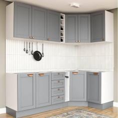 Cozinha Modulada 8 Peças sem Tampo Arizona CabeCasa MadeiraMadeira Cinza/Branco