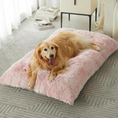 BFPETHOME Camas para cães grandes, cama de pelúcia para cães fofa, aconchegante para dormir e aliviar a ansiedade, tapetes laváveis para animais de estimação com fundo antiderrapante para cães grandes