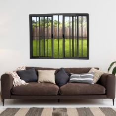 Janela Vitrô de Alumínio 4 Folhas Preto 100 x 150cm Modular C/grade Preto