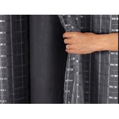 Cortina Blackout Pvc Com Tecido Voil Xadrez 2,80 M X 2,30 M - Preto