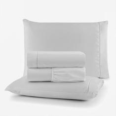 Jogo de Cama Algodão Casal 200 Fios 4 Peças Toque Macio (Branco)