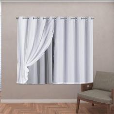 Cortina Tecido Blackout com Voil 2,80 m x 1,60 m - Gelo - Bella Vita