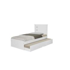 Cama Barcelona Solteiro Com Auxiliar Branco - Tebarrot Móveis