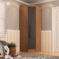 Guarda Roupa Modulado De Canto Viena 1 Porta Nogal Grafite