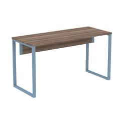 Mesa Escritório P25 Tub Pandin 170 Cm (larg) X 70 Cm Prof Tampo Mdp Walnut Pé Aço Tubular Azul Dali