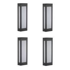 Kit 4 Arandela Externa 40Cm E-27 Preto Retangular Alz66