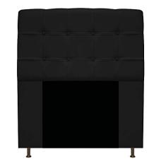 Cabeceira Estofada Mel 90 cm Solteiro Com Botonê Suede Preto - ADJ Decor