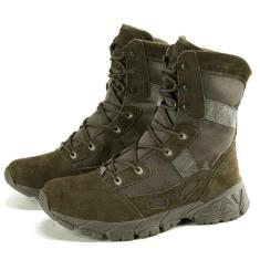 Botas militares e táticas de couro de camurça à prova d'água, botas de absorção antiderrapantes para esportes ao ar livre com amarração, tênis de caminhada leve e durável amortecimento respirável(Gree