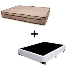 Cama Box Casal 138 Tecido Sintético Branco Com Colchão Polônia Bello Box - D28 65x138x188