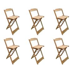 Kit 6 Banquetas Bistrô Dobravél para Bar - sem Pintura / Crua