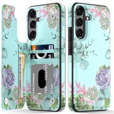 LETO Capa para Galaxy S23 FE, capa tipo carteira de couro flip com designs de flores da moda para meninas e mulheres, com compartimentos para cartões, capa para celular para Samsung Galaxy S23 FE