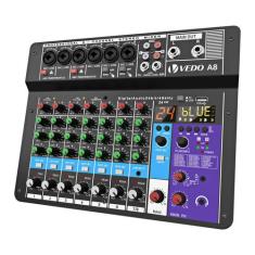 Mesa De Som 8 Canais Mixer Áudio Usb Smart Profissional A8 Conjunto In