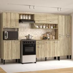 Cozinha Completa Arizona Plus com Armário e Balcão Carraro, Carvalho