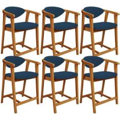 Kit 06 Banquetas Baixa Para Cozinha Sala Jantar Bancada Cecília L02 Su