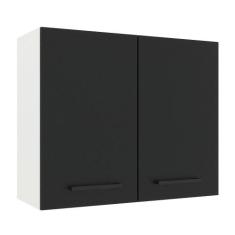 Armário de Cozinha Aéreo 80 cm 2 Portas Branco/Preto Agata Madesa, Bra