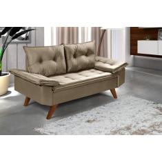 Sofa Bariloche 2 Lugares Namoradeira em Suede Amarelo Essencial Estofa