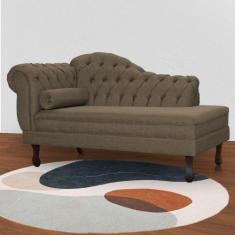 Divã 1.50m Lari Para Recepção Consultório Psicologia Sala - Linho - Sv