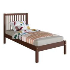 Cama de Solteiro Lucy de Madeira Maciça Com Lastro - BB, WALNUT