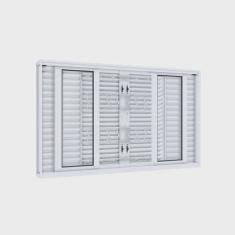 Janela de Aço Veneziana 100x200cm 6 Folhas com Grade Mosaico Facilita Lucasa