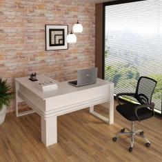 Mesa para Escritório em L com Cadeira Diretor Tela Mesh Tok 3310 Branco