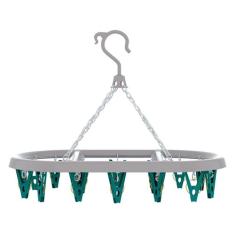 Mini Varal Oval Com 24 Prendedores - FLASH LIMP, Verde e Branco