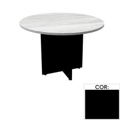 Mesa de Reunião Redonda 110 x 110 cm Pé Painel PE25 em MDP Preta com Base Preta