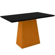 Mesa De Jantar Para 4 Lugares Tampo De Madeira Com Vidro Jasmin 1,20m 