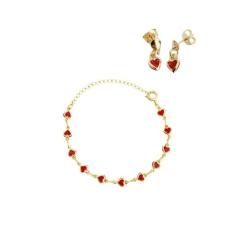 Conjunto Infantil Brinco + Coração Banhado A Ouro - Escolher - Jhulias