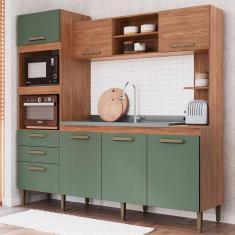 Cozinha Completa Melyna 7 Portas 2 Gavetas Freijó/Oliva - Irm Móveis