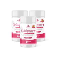 Kit Com 3 - Colágeno Hidrolisado + Ácido Hialurônico + Coenzima Q10 + Biotina 60 Cáps 500mg