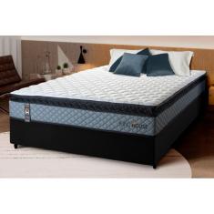 Conjunto Cama Box Espuma Chicago Cinza Casal 138x188x57