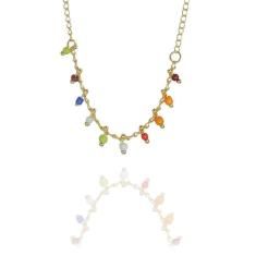 Pulseira Infantil De Pedrinhas Coloridas Folheado A Ouro 18k [f027]