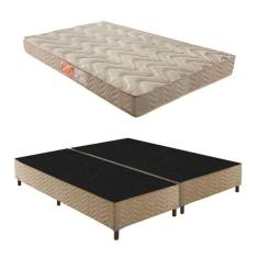 Box Queen Florença 42x158x198cm com Colchão Queen Unique D33 Duoface 18x158x198cm Rustico Bege