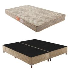 Box Queen Florença 42x158x198cm com Colchão Queen Unique D33 Duoface 20x158x198cm Rustico Bege