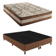Box Queen Samambaia 42x158x198cm com Colchão Queen Molas Ensacadas Samambaia 30x158x198cm Rustico Cerejeira