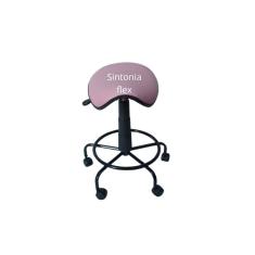 Cadeira sela estética s/ encosto c/ regulagem de altura , dentista, tatuador, manicure - base de ferro corano rosa claro
