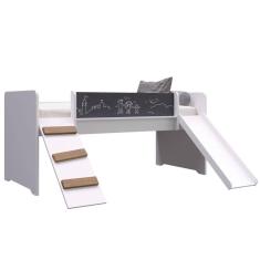 Cama Infantil Playground com Escorregador e Rampa Branca